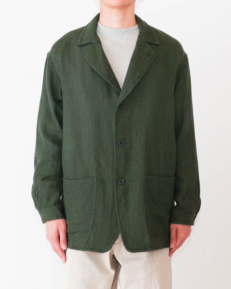 Wool Silk Tweed 3-Button Jacket