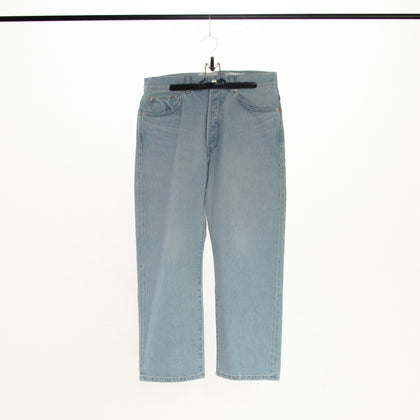 蔵出し Used Blue Denim Trousers Cropped Tapered