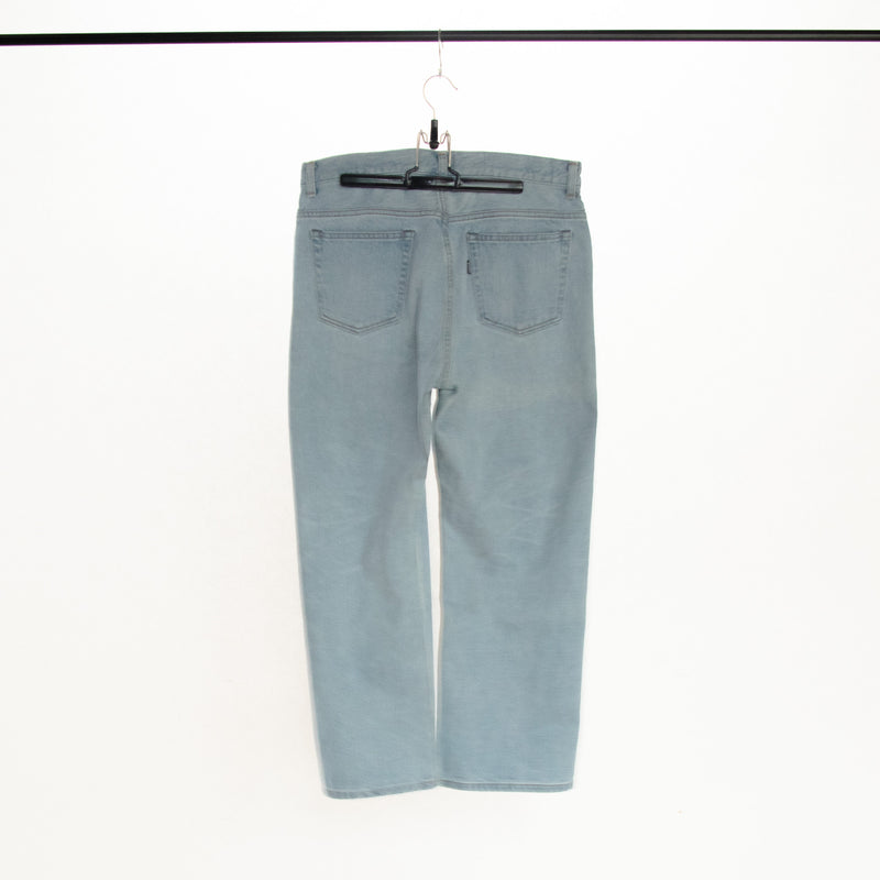 蔵出し Used Blue Denim Trousers Cropped Tapered