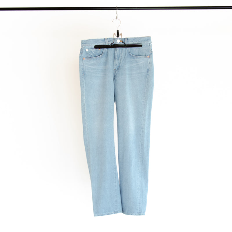 蔵出し Used Blue Denim Trousers Piped Stem